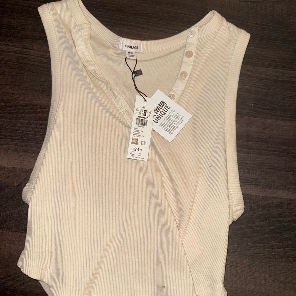 Garage Beige Ribbed Tank Top